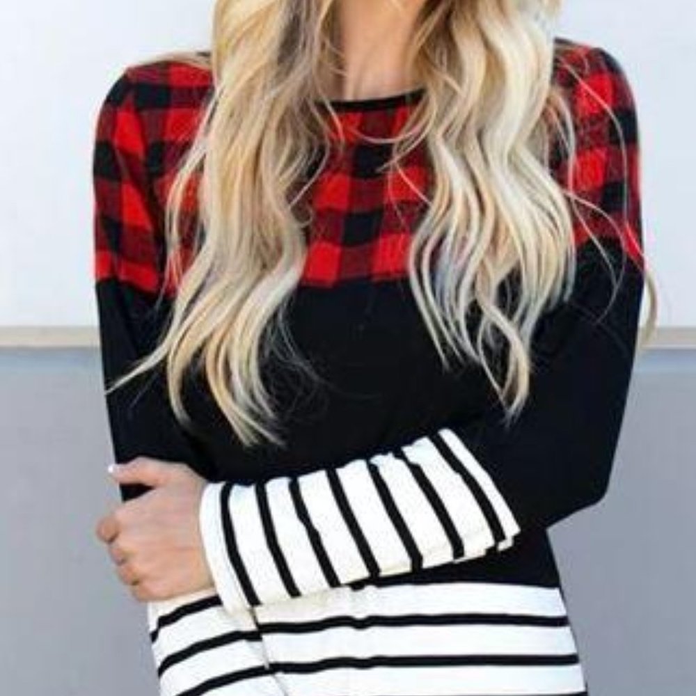 NWOT Plaid Striped Long Sleeve Shirt